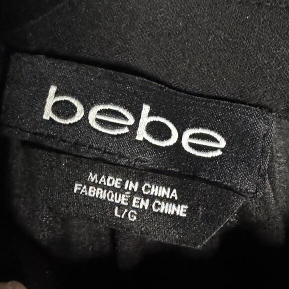 Bebe Large Black Bodysuit Sweetheart Corset Style Bust Chiffon Ruffle Sleeve - Picture 3 of 6